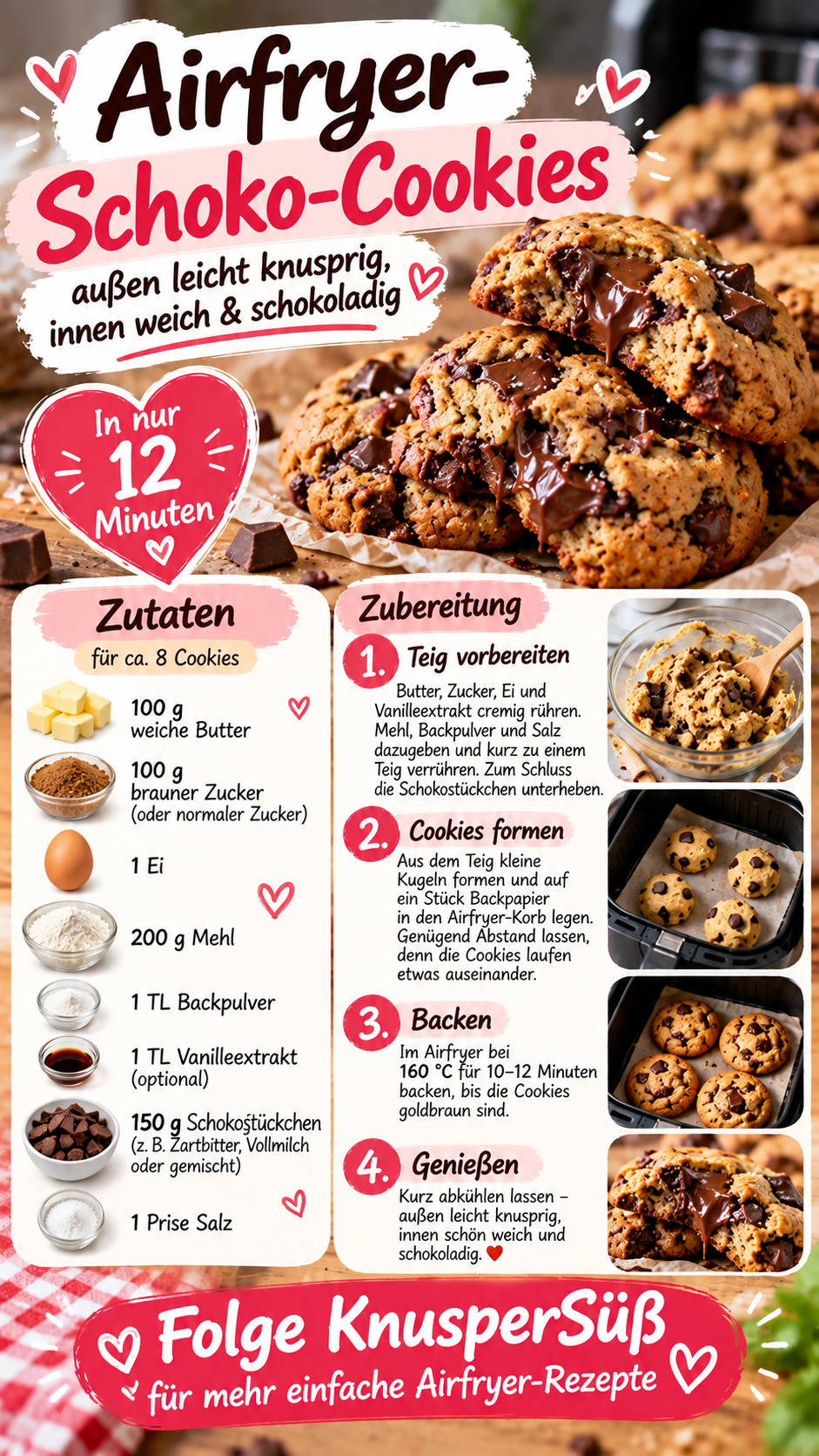 Schnelle, weiche Schokoladen-Cookies aus dem Airfryer