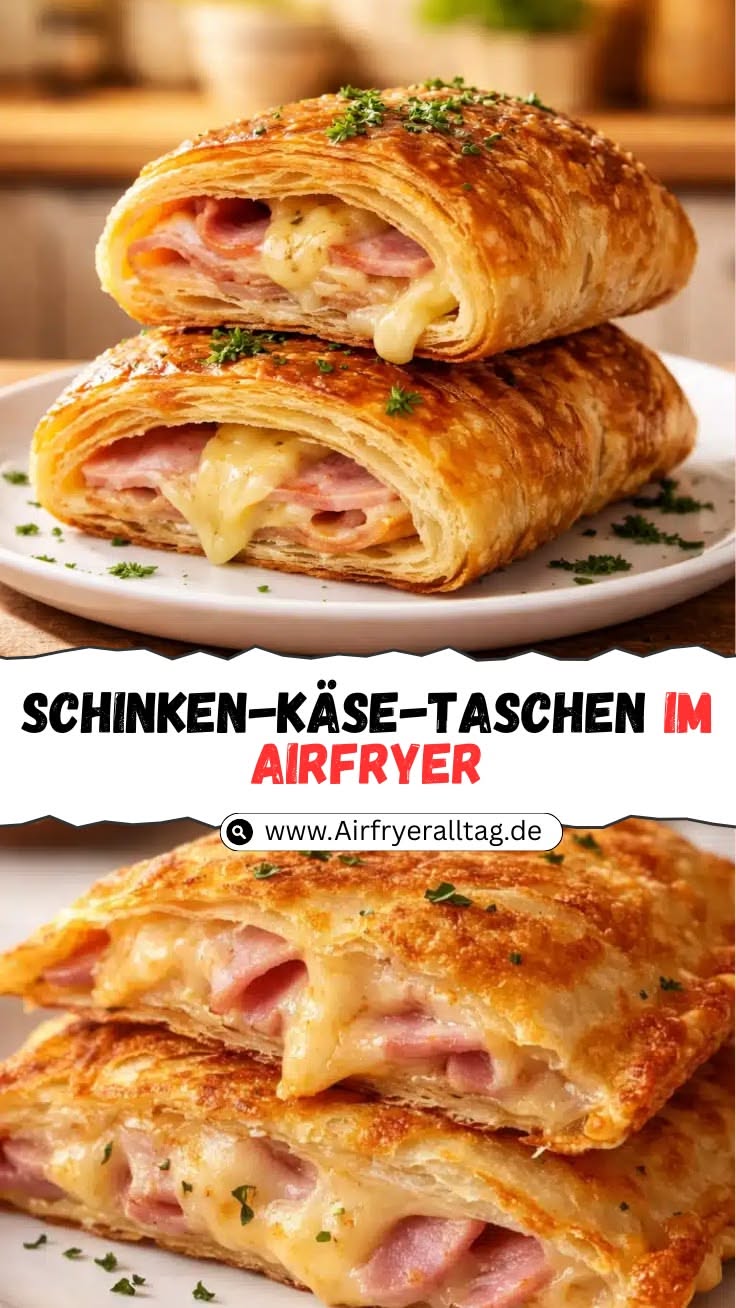 Knusprige Schinken-Käse-Taschen aus dem Airfryer