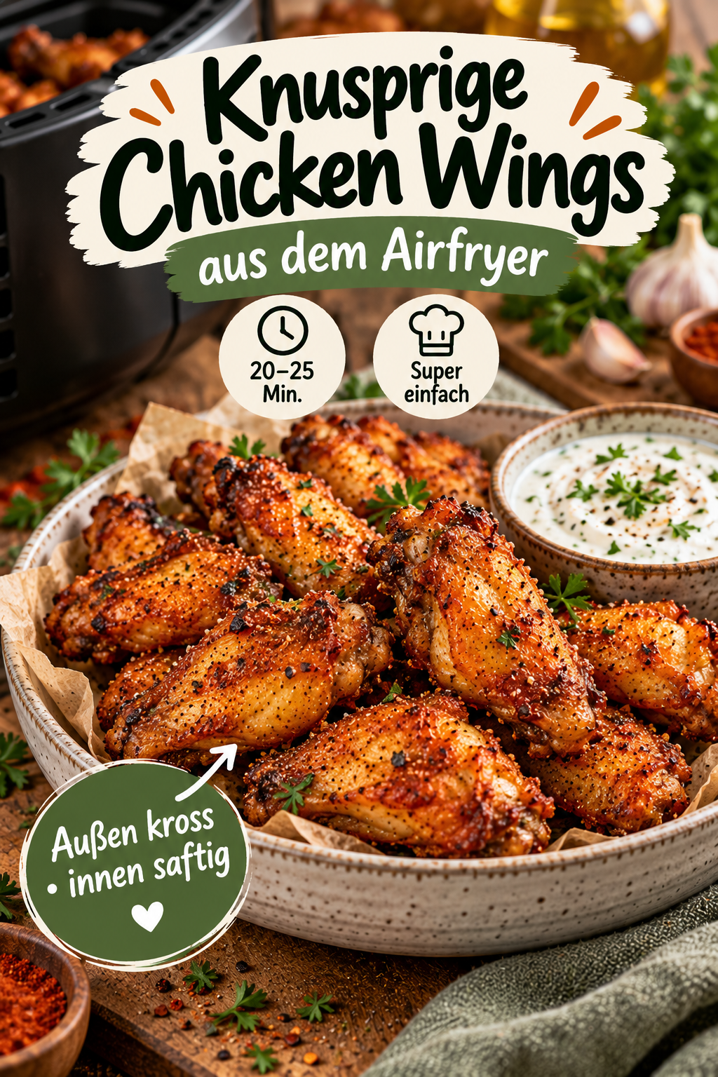 Saftige und knusprige Chicken Wings aus dem Airfryer