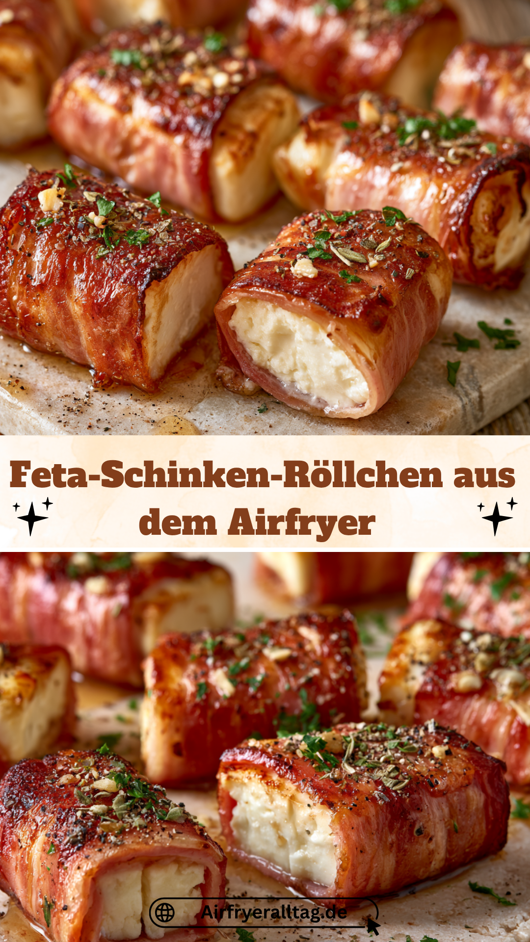 Knusprige Feta-Schinken-Röllchen aus dem Airfryer in 10 Minuten
